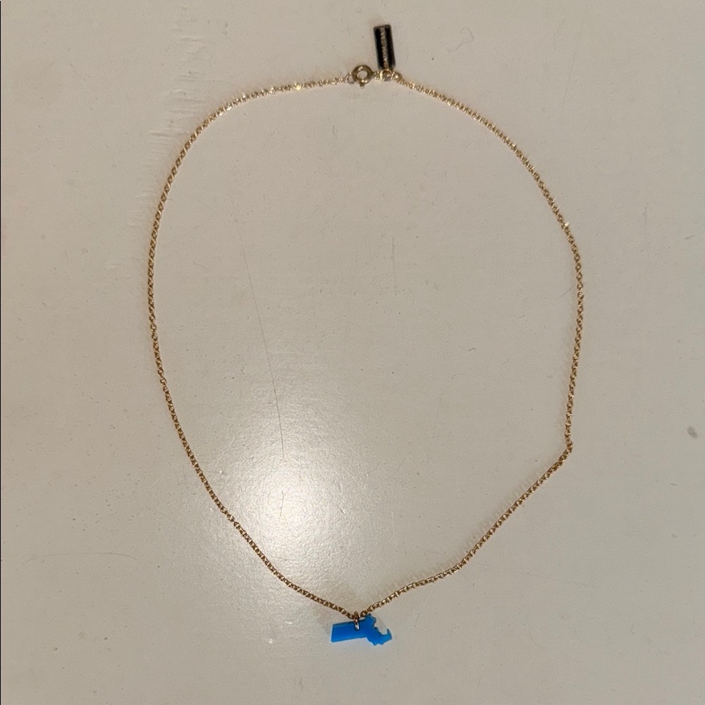 Baublebar Gold and Blue Massachusetts  Pendant Necklace